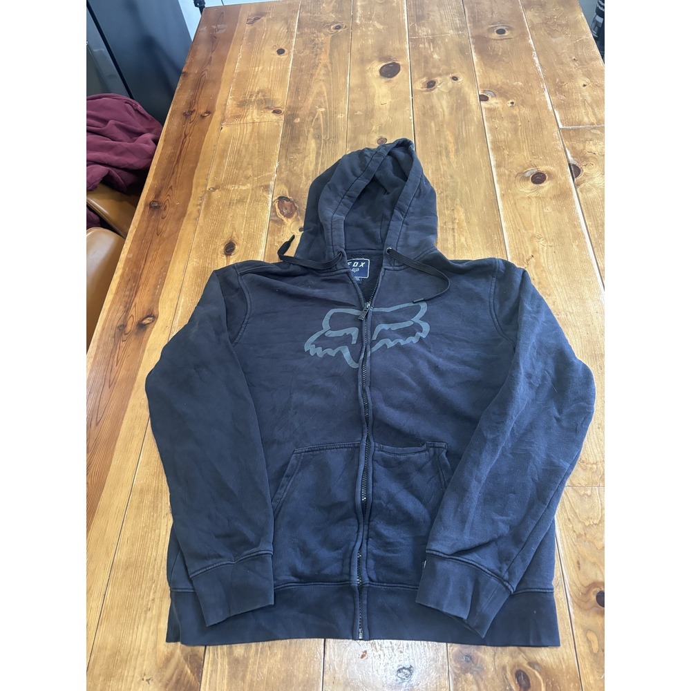 FOX Racing Men's Full Zip Hoodie Sweatshirt Black Large Motocross‎ Activewear